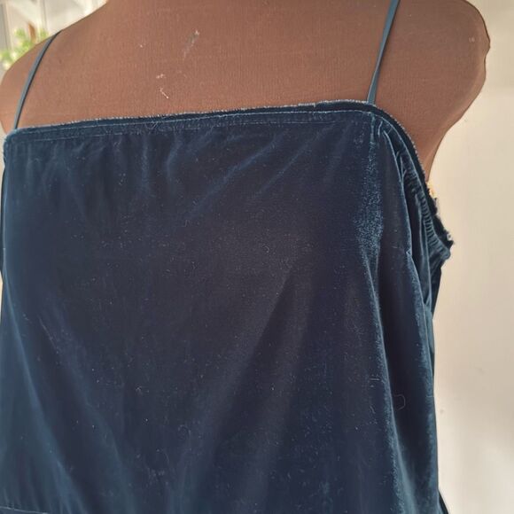 Intimately free people velvet spaghetti strap tank top size large hunter green w - Picture 2 of 8